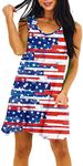 Deerose Women 4th of July Dress Sleeeveless Patriotic V Neck Dresses with Pockets, Star-spangled Flag, XX-Large