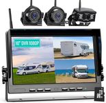 eRapta 10" Wireless Reversing Camera Kit for Truck, HD 1080P Digital Back Up Camera System with 10 Inch Quad Split Loop Recording Monitor, IP69K Waterproof Reversing Cameras for RV, Trailer