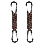 BRAVESHINE 2 Pack Paracord Keychain Hook D Ring Carabiner Clips for Water Bottle, Keys, Backpack, Boys, Girls, Men, Women, Camo, 7.3 Inch Long