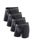 DAVID ARCHY Men's Boxers Bamboo Men's Underwear with Pouch and Fly, Ultra Soft and Breathable Men's Boxer Shorts Multipack - 4 Pack