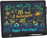 LCD Writing Tablet,16 Inch Colorful Screen Rechargeable Doodle Board Toddler Educational Toys for 3 4 5 6 Years Old Boys Girls Reusable Portable Drawing Tablet Christmas Toys Gifts for Kids (Black)