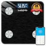 Healthgenie Smart BMI Weight Machine for Body Weight with 18 Body Parameters Sync with Mobile App, Body fat Analyzer Machine with 2 Yrs Warranty Bluetooth Weighing Machine Coal Black (HB-411)