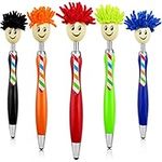 Uooker 5 Pcs Novelty Pens Black Ink, Touchscreen Stylus Pen for Tablets Mobile Phone, 1.0 mm 3 in 1 Retractable Ballpoint Pens with Funny Mop Topper, Funky Stationery Gift for Kids and Adults