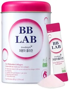 BB LAB Good Night Low Molecular Collagen Powder Stick Supplement, Halal Certified, Korean Marine Collagen, Fish Collagen Peptides, Vitamin C, Glycine, Fast Absorption, Mix Berry Flavor