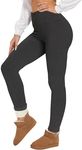 HLTPRO Fleece Lined Leggings Women - Winter Thermal Warm High Waisted Tummy Control Pants for Yoga Running Gym Dark Grey-Heather
