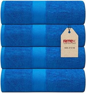 Ritex Set of 4 Bath Towels - 68.5cm x 132cm Cotton Towels for Bathroom - 100% Cotton Bath Towel - 600 GSM Eco-Friendly, Soft & Absorbent Bath Towel - Oeko-Tex Certified (Navy Blue)