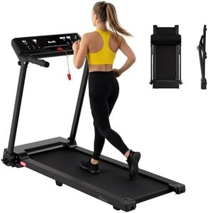 Everfit Treadmil with Handle 2 in 1 Compact Foldable Treadmills for Home and Office, 2.5HP Quiet Walking Pad Portable Treadmill with 12 Preset Programs, APP & Pulse Sensors, Black