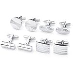 PiercingJak 4 Pairs Set Stainless Steel Exquisite GQ Classic Cufflinks