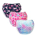 MIXIDON Reusable Swim Nappy Baby Swimming Nappies Adjustable Size Washable Nappy for Swimming Lesson 0-3 Years,Fish Scales+Butterfly+Flamingo