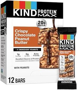 KIND Protein MAX Crispy Chocolate Peanut Butter Snack Bars, 20g of Protein, Keto Friendly, 1g of Sugar Per Bar, Gluten Free, 12 Count Box