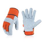 Vgo... Gardening Gloves Cowhide, Work Gloves Thornproof Utility for Yard Trucker Delivery Garden with Strong Grip,1Pair