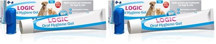 Logic Oral Hygiene Gel for Cats and Dogs, 70 g with Finger Toothbrush, 1 Count (Pack of 2)