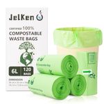 JelKen 6L-120 Bags 100% Compostable Biodegradable Bin Liners - Food Waste Bags - Eco-friendly Bags - Meeting EN13432 Certificate Caddy Kitchen Bin Liners