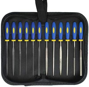 KALIM 2 Sets Carbon Steel File and Diamond File(Total 12pcs), Suitable for Metal, Wood, Jewelry, Model, DIY and Nearly All Uses, Packed in A Carry Bag.