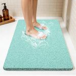 Joyhalo Shower Mat Bathtub Mat Non Slip, Bathmats Non Slip, Quick Drying Foot Scrubber Loofah Mats for Shower, Tub, Bathroom, Home,32x24inch, Aqua