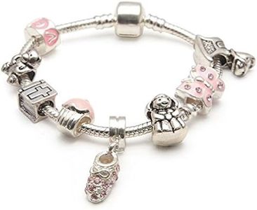 Liberty Charms Girls Little Angel Baby Christening Keepsake Silver Plated Charm Bead Bracelet, Silver Plated