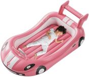 QPAU Inflatable Kids Bed, Toddler Travel Bed with Sides, for Camping, Traveling, Hotel, or Home Use, Hand Pump Included (Pink)