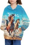 Ystardream Teen Girl Clothes Kids Hoodies with Pocket Sweatshirts Long Sleeve, Cool Horse