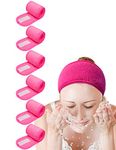 EUICAE Hairband, Pack of 6 - Hot Pink Spa Headband, Adjustable Size, Soft Terry Cloth, Washer & Dryer Friendly, Makeup, Sport, Hair Care, Salon, Gym, Yoga, Dance, Adults