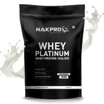 NAKPRO Platinum Whey Protein Isolate 90%, 1kg Unflavoured | 31g Protein, 7g BCAA | Trustified Certified 100% Authentic Supplement Powder & No Adulteration | Low Carbs, Fast Absorbing Whey Protein Powder