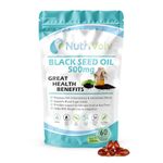 Nutrivolv Black Seed Oil 500mg | 60 Vegan Softgels | Pure Cold-Pressed Nigella Sativa Seeds | Thymoquinone | Antioxidants | Immune Support | Skin & Hair Health | Joint & Heart Health