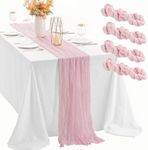 Leetaltree 4 Pack Pink Cheese Cloth Table Runner, 35x120 Inch Boho Rustic Cheese Table Runner, Table Runners for Bridal Baby Shower Decorations or Wedding Table Decorations