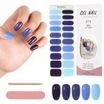 Kalolary 20 Stickers Nail Gel Polish Strips, Purple Full Wraps Nail Polish Stickers Cured Gel Nail Strips Self-Adhesive Gel Nail Wrap Stickers Decals with Nail File and Stick(UV/LED Lamp Required)