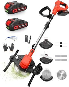 Cordless Weed Wacker 21V, Weed Eater Battery Powered, Electric Grass Trimmer with 2x2.0Ah Batteries & Charger, Battery Operated Stringless Lawn Edger for Garden