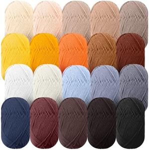 Timgle 20 Skeins Soft Milk Cotton Yarn Assorted Colors Crochet Yarn Sport Weight Yarn for Crochet Knitting Cotton Blanket Yarn for DIY Crafts, Each 50g/145 Yard, 20 Colors (Earth Tone,5 Ply)