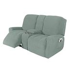 Stretch 2 Seater Recliner Sofa with Cup Holders Sofa Slipcover, Sofa Cover for Loveseat Recliner with Console Slate Double Reclining Sofa Furniture Protector Couch Cover