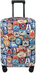 Explore Land Travel Luggage Cover Suitcase Protector Fits 18-32 Inch Luggage, Landmark Sticker, L (27-30 inch Luggage)