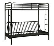 DHP Sammie Twin Over Futon Metal Bunk Bed, Black