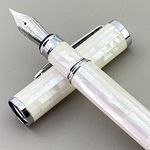 LACHIEVA LUX Mother of Pearl Fountain Pen Compatible with German-made Fine Nib. Luxury Pen for Every Holiday. Nice Writing Handmade Premium Pen Gift Set for Men and Women