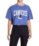 Calhoun NHL Surf & Skate Womens Oversize Drop Shoulder Acid Wash Cropped T-Shirt (Large/X-Large, Vancouver Canucks)