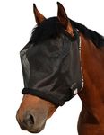 Harrison Howard All Round Mesh Horse Fly Mask UV Protective with Fleece Padded Edging Black M