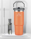 Jolada Australia Insulated Water Bottle, Insulated Tumbler with Handle and Straw, Double Walled Coffee Cup, Stainless Steel Water Bottle, Insulated Flask, Large Travel Mug (Pumpkin Orange, 0.9 Liters)