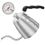 Coffee Gator Gooseneck Kettle – 1.2 Litre, Stainless-Steel Stovetop Kettles w/Precision Drip Spout & Built-in Thermometer