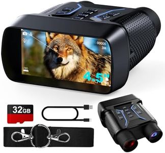 FIEGEl Lunettes de vision nocturne, vidéo 4K UHD et image 36 MP Jumelles de vision nocturne infrarouge avec écran de 4,5", batterie rechargeable 4500 mAh, carte TF 32 Go, zoom numérique 8x pour le