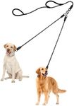 PetBonus Rope Double Dog Leash, No Tangle Dual Dog Leash, Reflective Walking Training Lead with Two Comfortable Padded Handles, 2 Dog Leash Coupler for Medium Large dogs (1.2 cm x 6.5FT, Black)