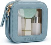 Prite Small Makeup Bag for Women Portable Clear Makeup Bag Cute Mini Waterproof Travel Cosmetic Bag with Gold Zipper for Car Essentials(Blue)