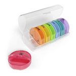 Ezy Dose Travel (7-Day) Pill, Medicine, Vitamin Organizer | Weekly, 2 Times a Day, AM/PM | Large Compartments | Rainbow Colors