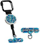 ClutchLoop Anti-Theft Phone Tether - Universal Adhesive Anchor, Retractable Steel Line and Locking Carabiner (Turquoise)