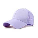 FREEBIRD99 Half Mesh Trucker Hat Adjustable Snapback Baseball Cap Headwear (Light Purple)