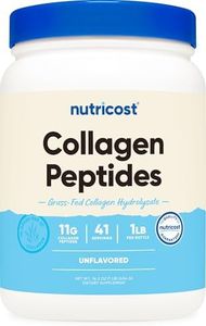 Nutricost Grass-Fed Collagen Powder 1LB (454 G) - Pure Grass Fed Bovine Collagen Hydrolysate - Collagen Peptides