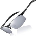 DUCO Polarized Sunglasses for Men Sun Glasses Sports Eyewear Fishing Golf Driving UV400 Protection 8177S (Black Frame Silver Lens)