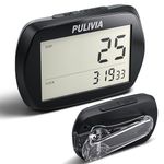 PULIVIA Pedometer for Walking 3D Step Counter with Clock, Accurate Steps Tracker Portable Pedometer with Clip, Simple Pedometer Walking Step Counter, Black