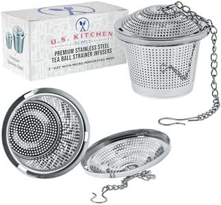 U.S. Kitchen Supply - 2 Premium Stainless Steel Tea Ball Strainer Infusers - 2" Size with Micro Perforated Mesh - Steep Loose Leaf Tea, Herbal, Spices & Seasonings - Teapot, Tea & Coffee Cup Mug