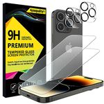 4youquality [4-in-1 Screen Protector for iPhone 14 Pro with Camera Lens Protector, Tempered Glass Film, 2-Pack Each, [LifetimeSupport][Impact-Resistant][Anti-Scratch][Ultra-Transparent]