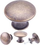 YOIPE 15 Pack Delicate Design Round Antique Kitchen Cabinet Knobs Cupboard Door Knobs 1.18-INCH Breen Bronze Drawer Handle Pulls Dresser Knobs with 15 Pcs Screws for Bathroom Drawer Door Hardware