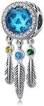 FAEFASH Dream Catcher Dangle Charms fit Pandora Style Bracelet,925 Silver Charm Dream Bead Good Wishes Charms for Dreamcatcher (Blue)